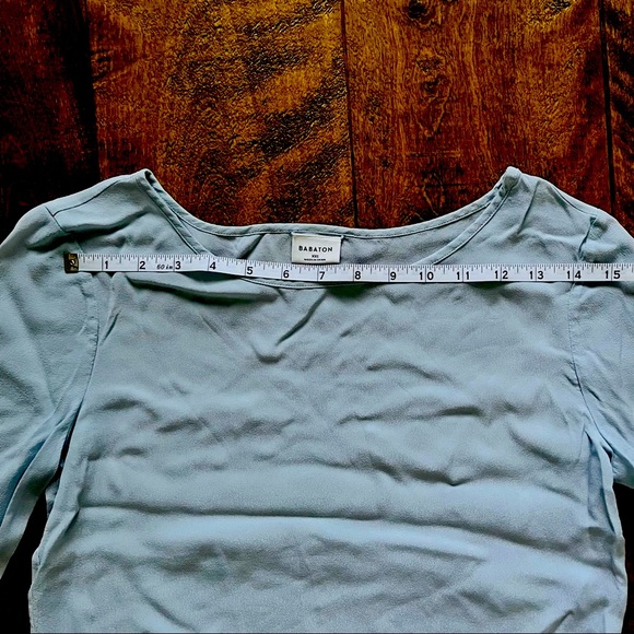Babaton Light Blue Blouse with Bell Sleeves, Size XXS - Picture 8 of 9